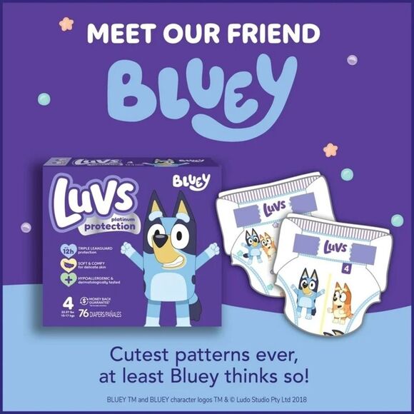 Luvs Diapers Platinum Protection Size N Bluey Baby Diaper 38 Count 2 Bags HB - Picture 9 of 9